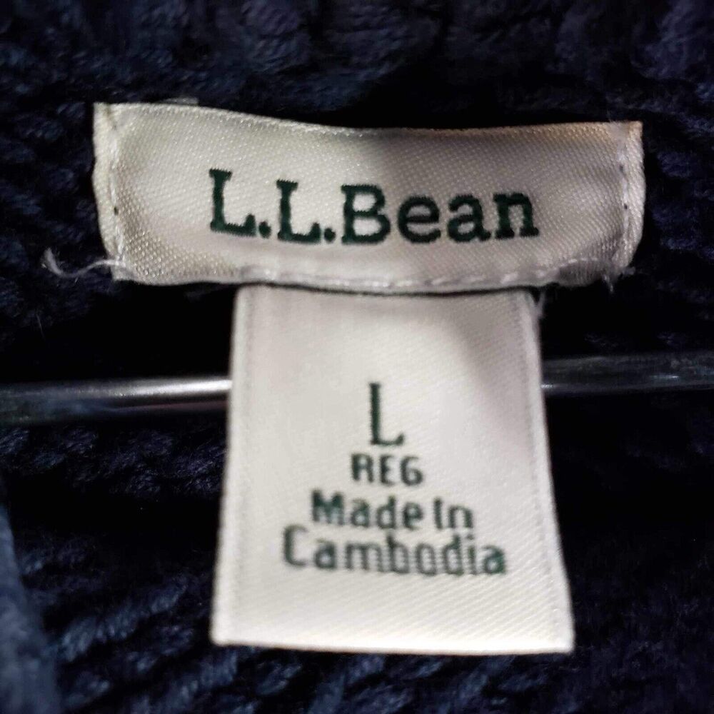 L.L. Bean Navy Cable Knit Sweater size large - Picture 6 of 8